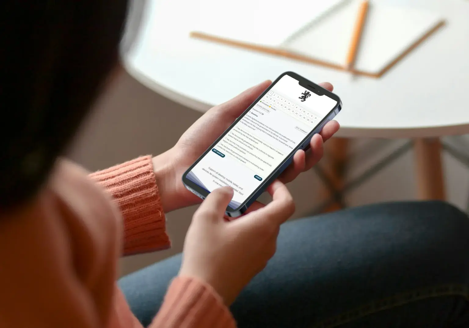 Candidate using Lending Exam on mobile